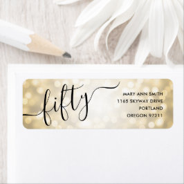 Elegant 50:e födelsedag Guld Glitter Ljus Returadress Etikett