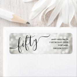 Elegant 50:e födelsedag i Silver Ljus Returadress Etikett