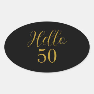 Elegant 50:e födelsedag i Svarta Guld Ovalt Klistermärke