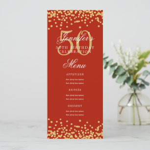 Elegant 50:e födelsedag Menu Guld Red Confetti Inbjudningar