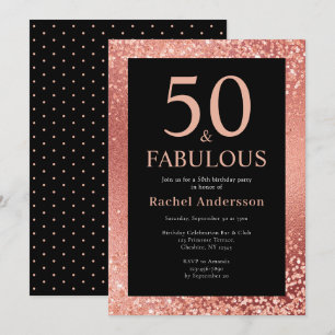 Elegant 50:e födelsedag Metalic Ro Guld Party Inbjudningar