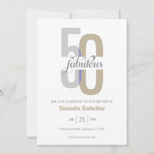 Elegant 50:e födelsedag och modern modern inbjudningar