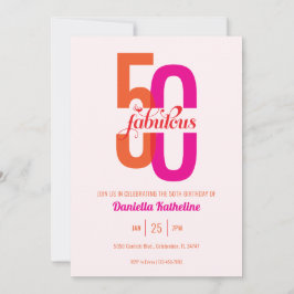 Elegant 50:e födelsedag och Rosa för Orange Inbjudningar
