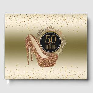 Elegant 50:e födelsedagen 50 & Fabulous Black Gu Gästböcker