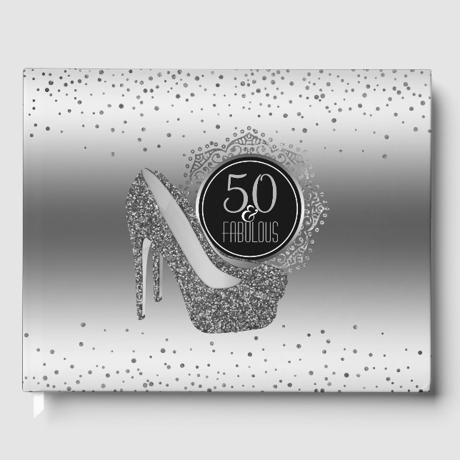 Elegant 50:e födelsedagen 50 och Fabulous Black Si Gästböcker (Framsida)