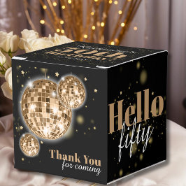 Elegant 50:e födelsedagen Black Faux Guld Tack Presentaskar