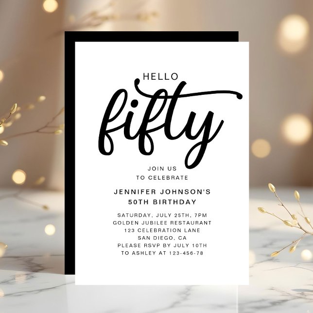 Elegant 50:e födelsedagen inbjudningar (Elegant Fifty 50th Birthday Invitation Digital Download)
