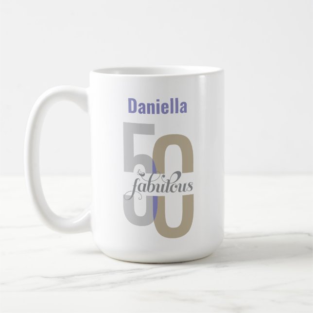 Elegant 50:e födelsedagen Namn Kaffemugg (Vänster)