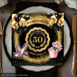 Elegant 50:e födelsedagen Napkins Guld Balloons Gl Pappersservett