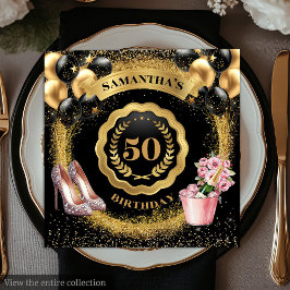Elegant 50:e födelsedagen Napkins Guld Glitter Pappersservett