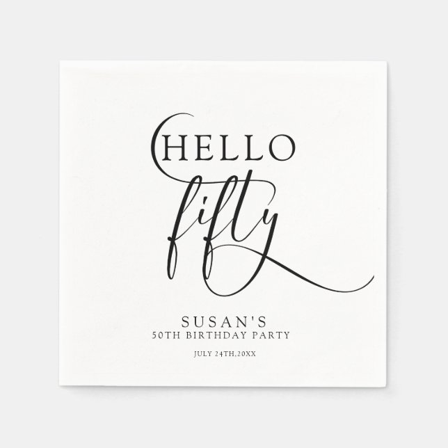 Elegant 50:e födelsedagen pappersservett (Framsidan)