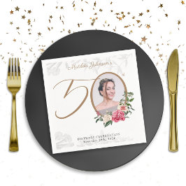 Elegant 50:e födelsedagsdagen Blommigt Foliage Anp Pappersservett
