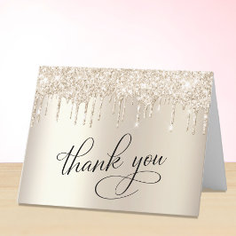 Elegant 50:e Födelsedagsfesten Guld Glitter Tack Kort