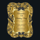 Elegant 50:e Födelsedagsfesten Guld Golden Black 3 Inbjudningar<br><div class="desc">Elegant Guld Golden Black i 50 Födelsedagsfester. Svarta fält för Ornate Blommigt</div>