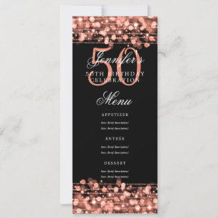 Elegant 50:e Födelsedagsfesten Menu Ro Guld Ljus Inbjudningar