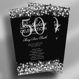 Elegant 50:e Födelsedagsfesten Program Silver w/ M