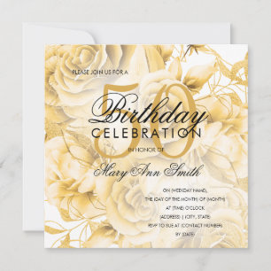 Elegant 50:e Födelsedagsfestens Blommigt Guld