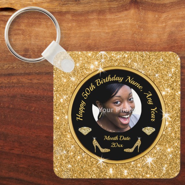 Elegant 50:e Födelsedagsfestens favoriter för henn Nyckelring (Framsida)