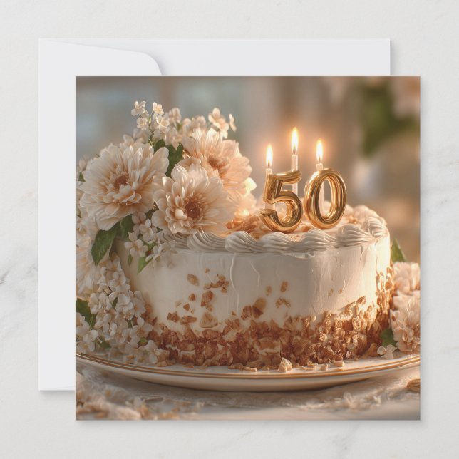 Elegant 50:e födelsedagskakan med Golden Topper (Framsida)