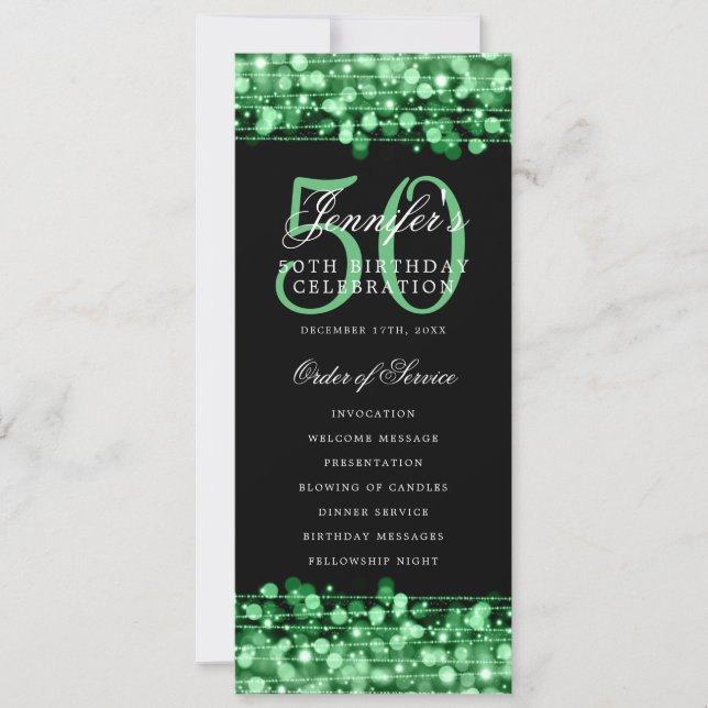 Elegant 50:e födelsedagsprogrammet Grönt Ljus Inbjudningar (Framsida)