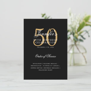 Elegant 50:e födelsedagsprogrammet Guld Black w/ M Inbjudningar