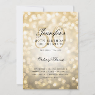 Elegant 50:e födelsedagsprogrammet Guld Bokeh w/ M Inbjudningar
