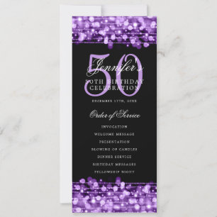 Elegant 50:e födelsedagsprogrammet Lila Ljus Inbjudningar