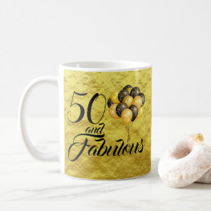 Elegant 50:e födelsedagstidningen Gold Foil Black Kaffemugg