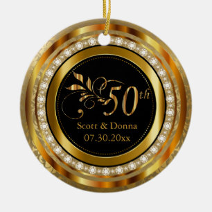 Elegant 50:e Golden Diamond-årsdagen Julgransprydnad Keramik