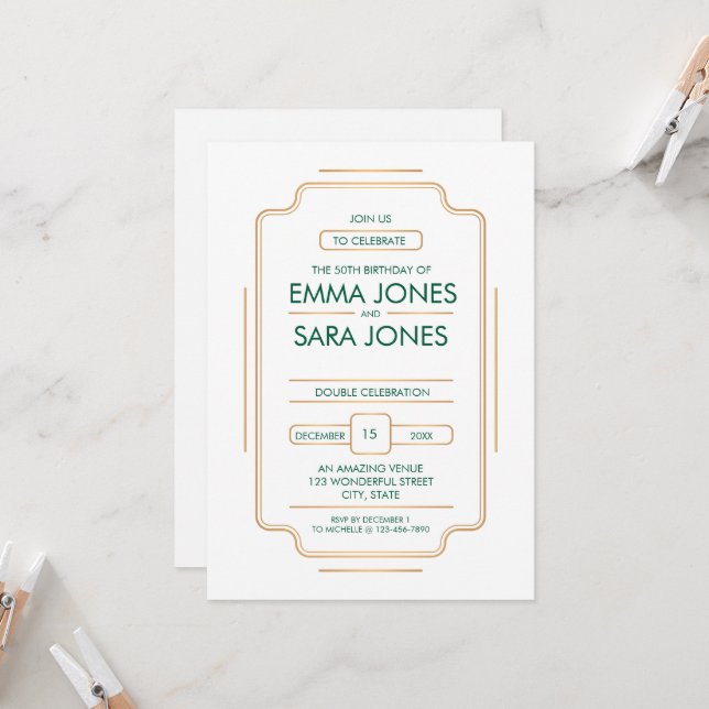 Elegant 50:e inbjudan till firande av födelsedagen (Fram/Back In Situ)