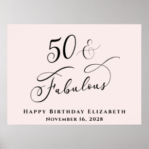 Elegant 50:e Rosa Födelsedagsfest Poster