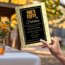 Elegant 50 & Fab svart och guld Födelsedagsfest