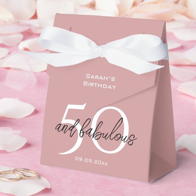 Elegant 50 & Fabulous Birthday Dusty Pink Girly  Presentaskar (Bröllop)