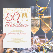 Elegant 50 & Fabulous Guld och Rosa Birthday