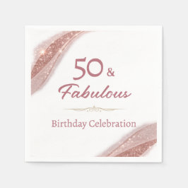 Elegant 50 & Fabulous Rose Gold Birthday Party  Pappersservett