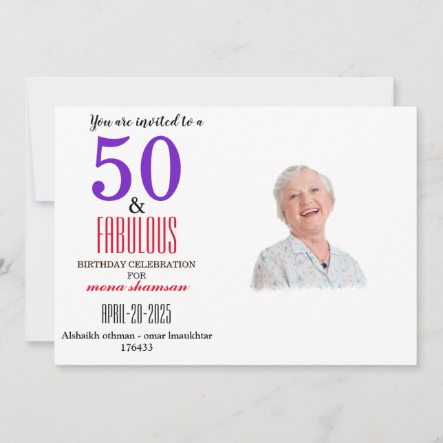 Elegant 50 & Fantastisk Födelsedag Inbjudningar (Framsida)