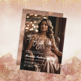 Elegant 50 & Fantastisk Foto Rose Gold Inbjudan