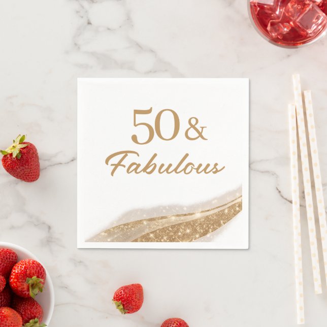 Elegant 50 & Fantastisk Guld Födelsedagsfest Pappersservett (Insitu)