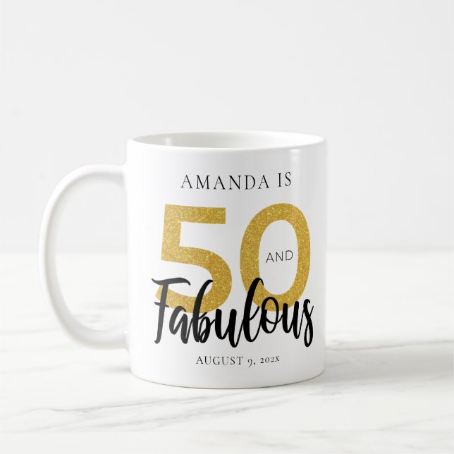 Elegant 50 födelsedag 50 och Fab Personlig Kaffemugg (Vänster)