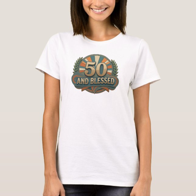 Elegant 50 OCH BLESSAD 2D konstnärlig motiv T Shirt (Framsida)