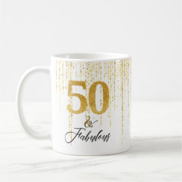 Elegant 50 och Fabulous i Guld och Black Kaffemugg