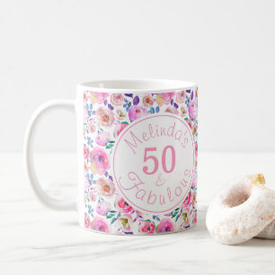 Elegant 50 och Fabulous Named Watercolor Kaffemugg