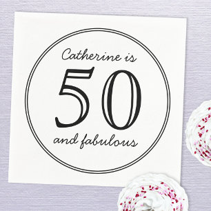 Elegant 50 och Fabulous Namn Födelsedagsfest Pappersservett
