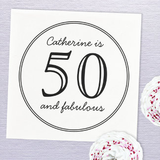 Elegant 50 och Fabulous Namn Födelsedagsfest Pappersservett