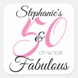 Elegant 50 och Fabulous Personlig Birthday Fyrkantigt Klistermärke