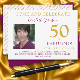 Elegant 50 och Fabulous Photo 50-årsdagen Inbjudningar