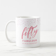 Elegant 50 och Fabulous Rosa Glitter Birthday Gift