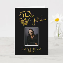 Elegant 50 och Fabulous Twigs 50:e födelsedagsfoto Kort