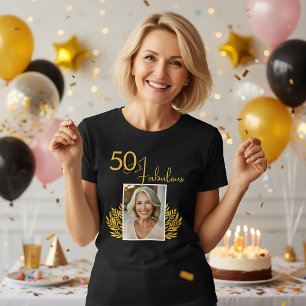 Elegant 50 och Fabulous Twigs 50:e födelsedagsfoto T Shirt