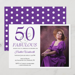 Elegant 50 och fantastisk 50-års fotobild inbjudningar